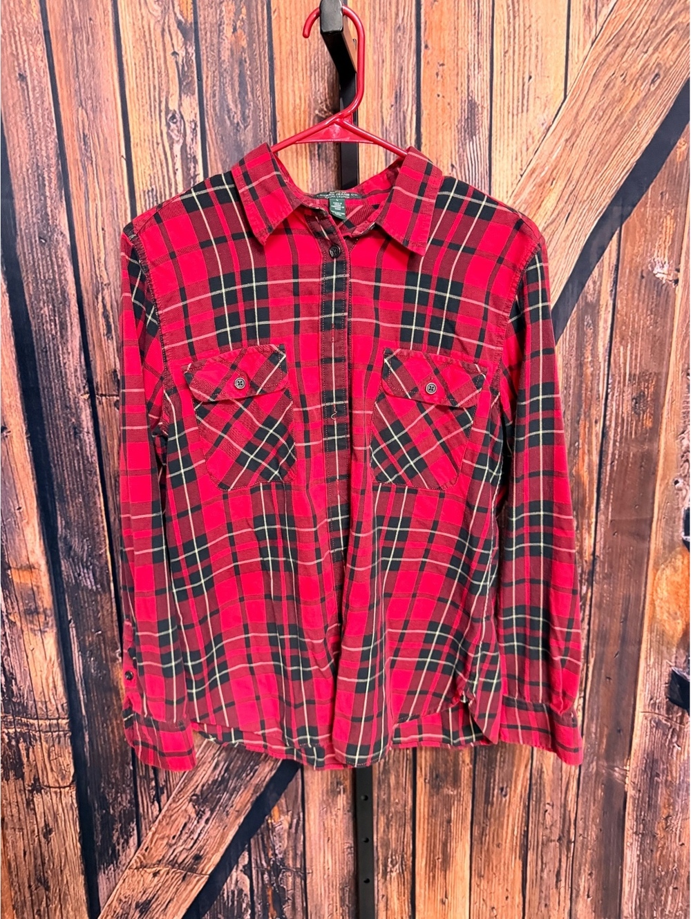 Lauren Jeans Co. Ralph Lauren Red and Black Plaid Flannel Shirt Size Large